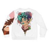 Load image into Gallery viewer, Bed Wine &amp; Blue Graphic Sweatshirt — Floral Art Crewneck for Wine Lovers