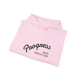Load image into Gallery viewer, Progress Over Perfection Hoodie — Motivational White Pullover