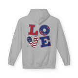 Load image into Gallery viewer, Patriotic LOVE Hoodie — American Flag &amp; Donut Graphic Pullover