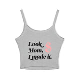 Load image into Gallery viewer, Mama of the Birthday Dude Spaghetti Tank — 'Look Mom I Made It' Women's Birthday Crop