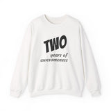 Load image into Gallery viewer, Crewneck Sweatshirt — “TWO years of awesomeness” Sweet Dreams Anniversary Design