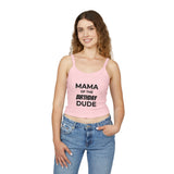 Load image into Gallery viewer, Mama of the Birthday Dude Spaghetti Tank — 'Look Mom I Made It' Women's Birthday Crop