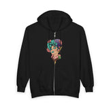 Load image into Gallery viewer, Floral Skull Zip Hoodie — Gothic Floral Portrait Full‑Zip Sweatshirt