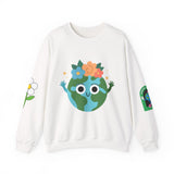 Load image into Gallery viewer, Earth Mascot Crewneck Sweatshirt — Cute Floral Globe Graphic