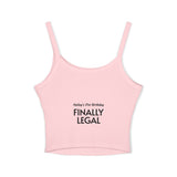 Load image into Gallery viewer, Cruisin' My Way Into 60 Women's Tank Top — Finally Legal 21st Birthday Spaghetti Strap Crop
