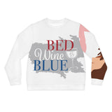 Load image into Gallery viewer, Bed Wine &amp; Blue Graphic Sweatshirt — Floral Art Crewneck for Wine Lovers