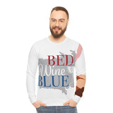 Load image into Gallery viewer, Bed Wine &amp; Blue Graphic Sweatshirt — Floral Art Crewneck for Wine Lovers