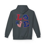 Load image into Gallery viewer, Patriotic LOVE Hoodie — American Flag &amp; Donut Graphic Pullover