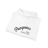Load image into Gallery viewer, Progress Over Perfection Hoodie — Motivational White Pullover