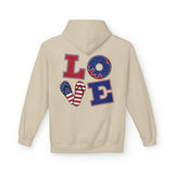Load image into Gallery viewer, Patriotic LOVE Hoodie — American Flag &amp; Donut Graphic Pullover
