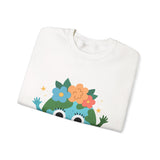 Load image into Gallery viewer, Earth Mascot Crewneck Sweatshirt — Cute Floral Globe Graphic