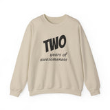 Load image into Gallery viewer, Crewneck Sweatshirt — “TWO years of awesomeness” Sweet Dreams Anniversary Design