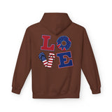 Load image into Gallery viewer, Patriotic LOVE Hoodie — American Flag &amp; Donut Graphic Pullover